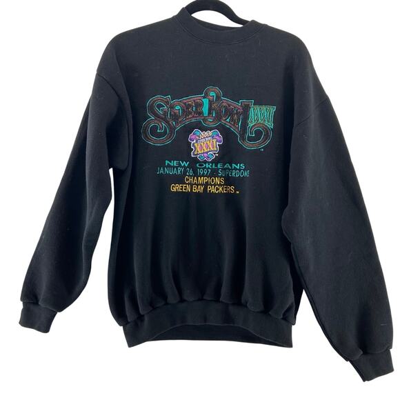 Vintage Logo 7 NFL Green Back Packers Sweatshirt 1997 New Orleans Size Large - Picture 1 of 7